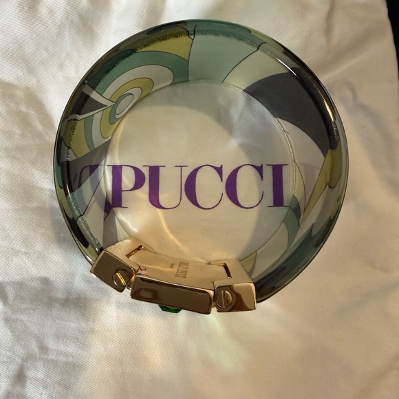 Emilio Pucci retro green and black resin cuff - Picture 5 of 14